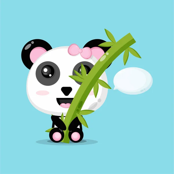 Mignon Panda Câlins Bambou — Image vectorielle