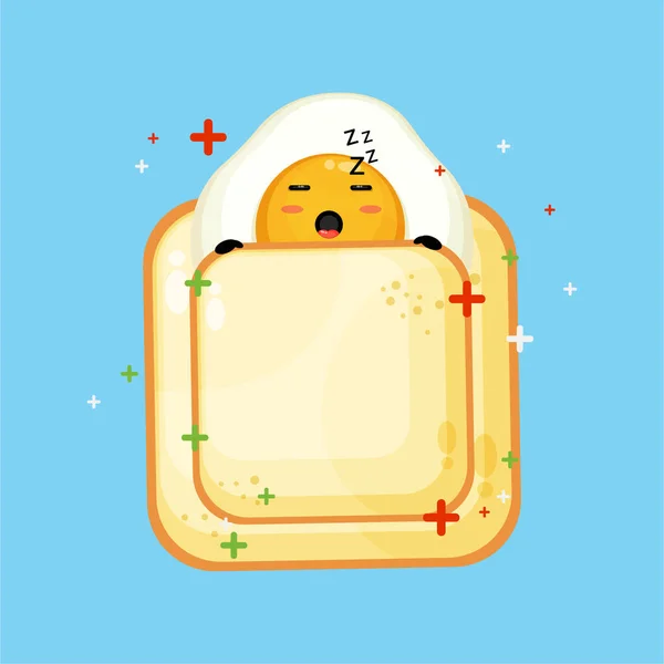 Illustration Cute Egg Sleeping Bread — Stock Vector