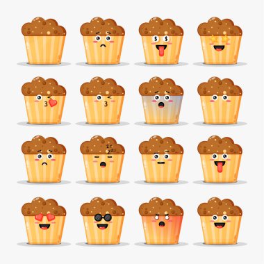 Duygu simgeleri olan şirin brokoli.