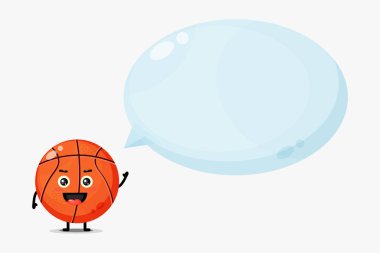 Baloncuk konuşmalı sevimli basketbol maskotu.