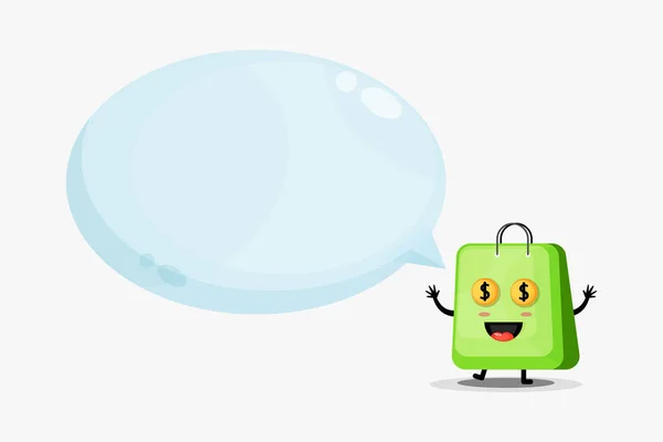 Linda Mascota Bolsa Con Discurso Burbuja — Vector de stock