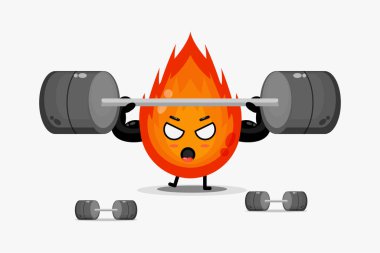 Halter kaldıran sevimli ateş maskotu.