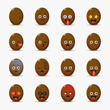 Duygu simgeleri ayarlanmış şirin kivi