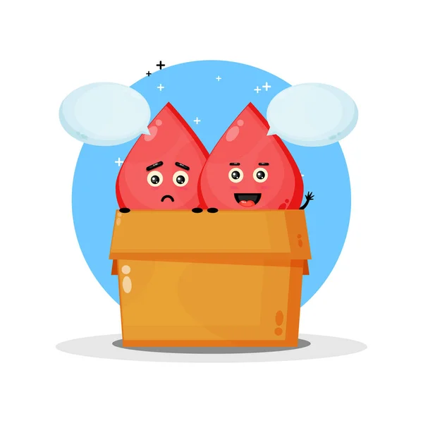 Roztomilý Krvavý Maskot Krabici Smutným Šťastným Výrazem — Stockový vektor