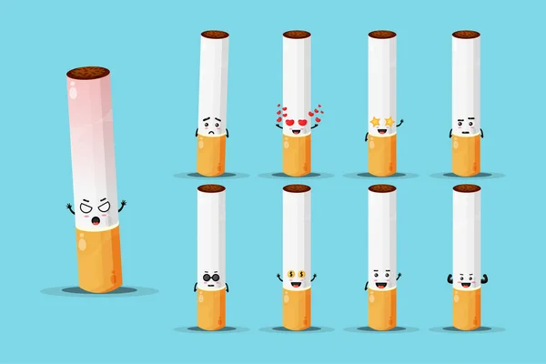 Lindo Conjunto Diseño Mascota Cigarrillo — Archivo Imágenes Vectoriales