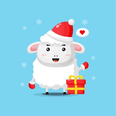 Noel şapkası takan sevimli koyunlar.