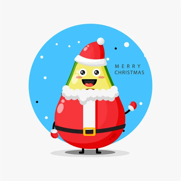 Niedliches Avocado Maskottchen Weihnachtsmann Outfit — Stockvektor