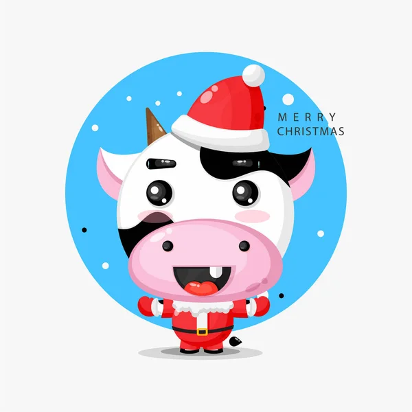 Glückliche Süße Kuh Weihnachtsmannuniform — Stockvektor