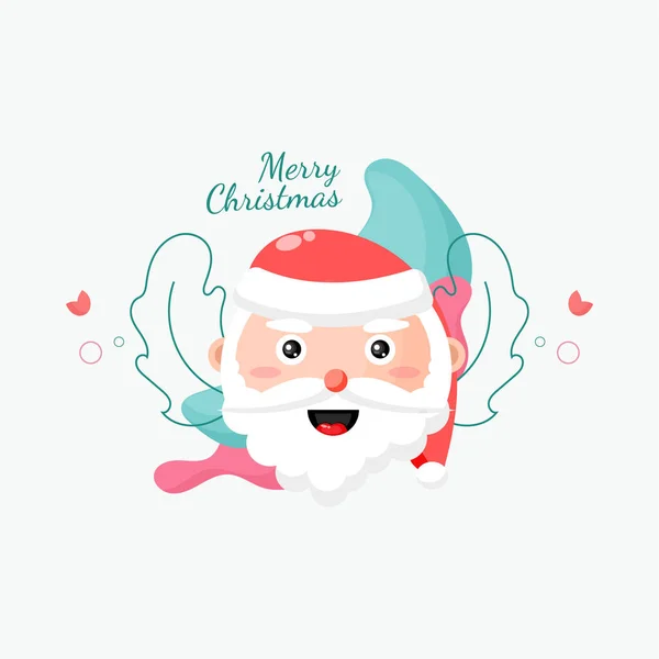 Weihnachtskarte Mit Weihnachtsmann Und Blattdekoration — Stockvektor