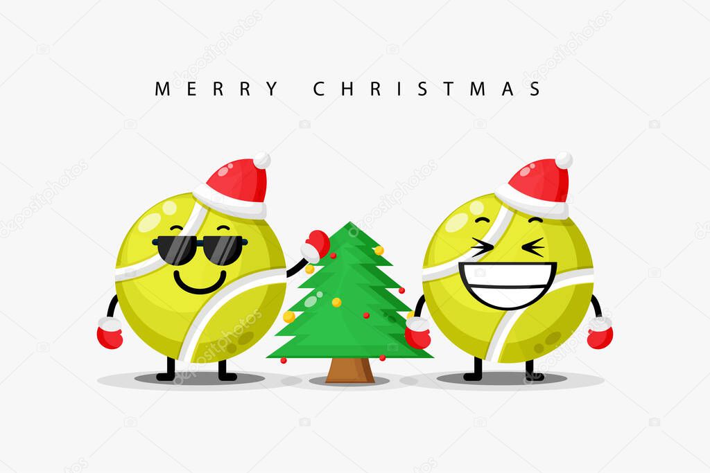 Cute tennis ball mascot welcomes Christmas