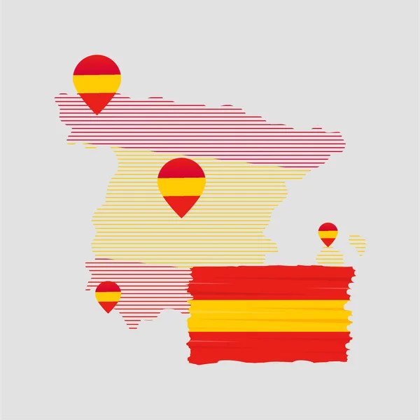 Harita Konumuna Sahip Spanyol Bayrağı — Stok Vektör
