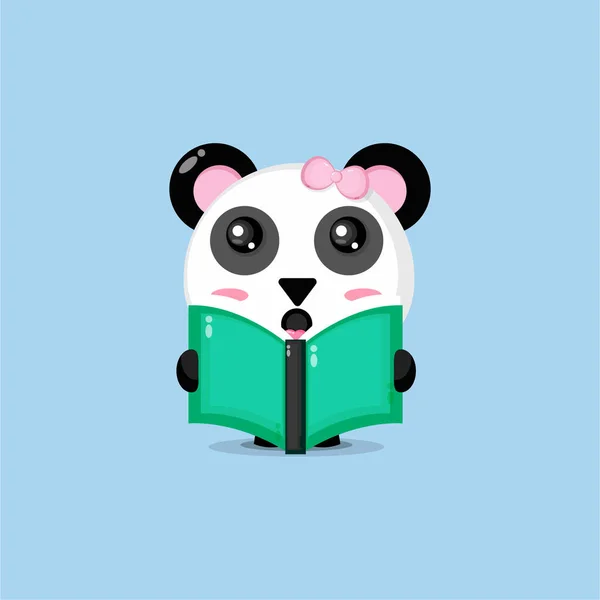 Bonito Panda Está Lendo Livro — Vetor de Stock