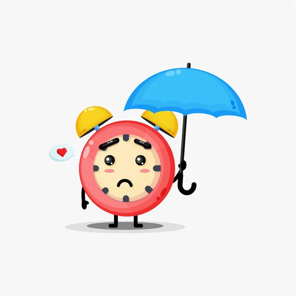 Mignon Réveil Portant Parapluie — Image vectorielle