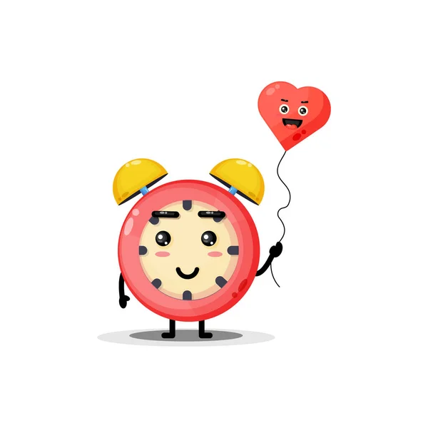 有爱情气球的可爱闹钟 — 图库矢量图片