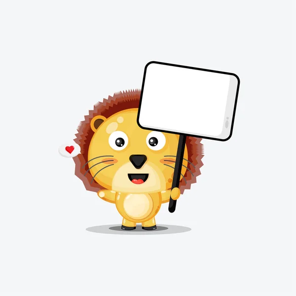 带着空白标志的可爱狮子 — 图库矢量图片