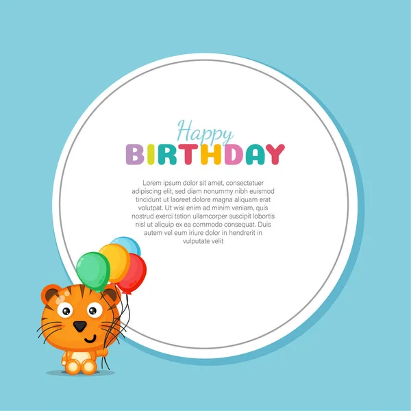 Χαρούμενα Γενέθλια Κάρτα Χαριτωμένο Τίγρη — Διανυσματικό Αρχείο