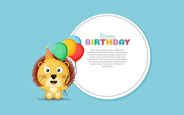 Χαρούμενα Γενέθλια Κάρτα Χαριτωμένο Λιονταράκι — Διανυσματικό Αρχείο