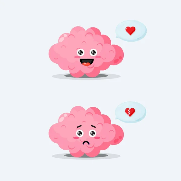 Симпатичний Персонаж Мозку Щасливими Сумними Виразами — стоковий вектор