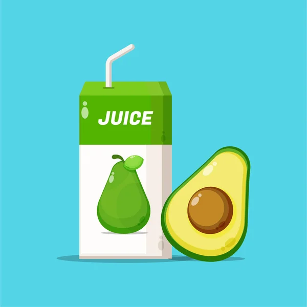 Boîte Jus Avocat Avec Icône Avocat — Image vectorielle