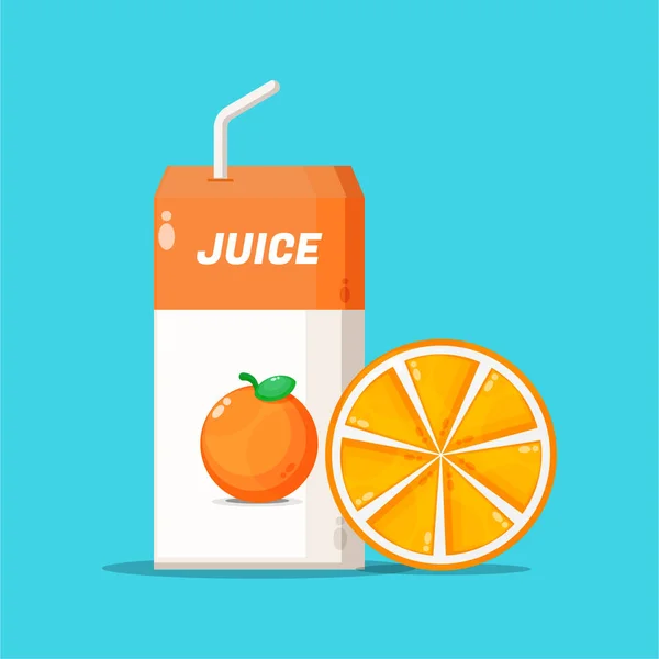 Sinaasappelsap Doos Met Oranje Plakje Pictogram — Stockvector