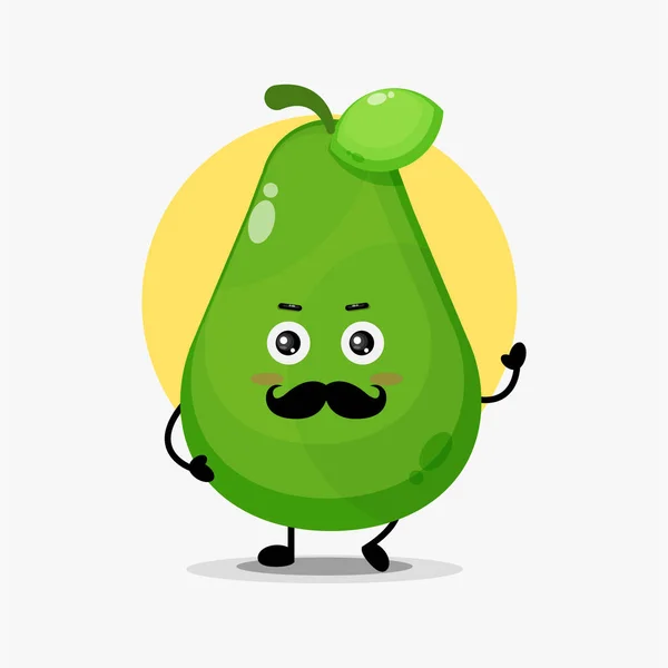Niedliche Avocado Charakter Mit Schnurrbart — Stockvektor