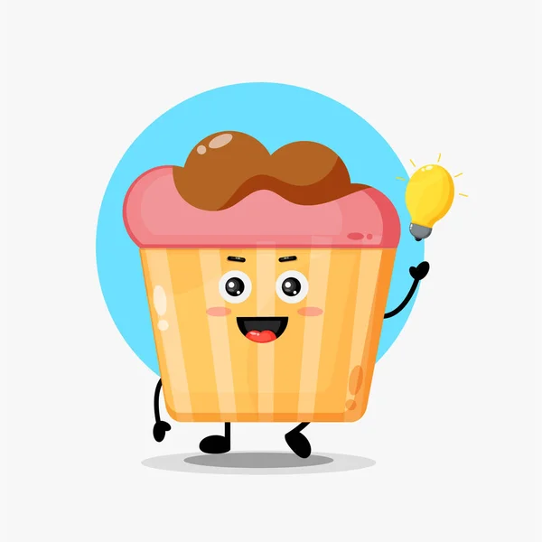 Personagens Muffin Bonito Com Ideias Lâmpada — Vetor de Stock