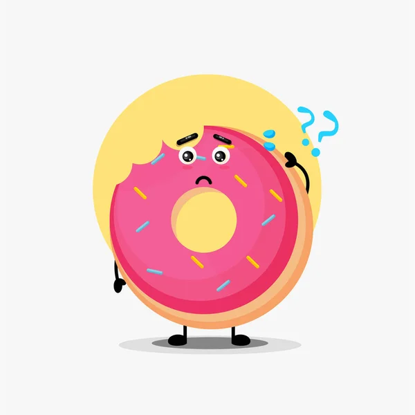 Cute Donut Character Being Confused — Stock Vector