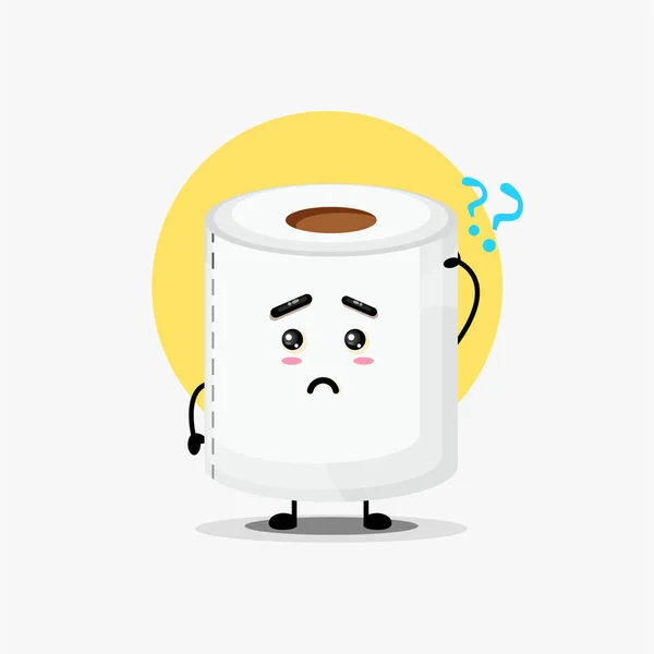 Illustration Cute Toilet Paper Character Being Confused — Stock Vector