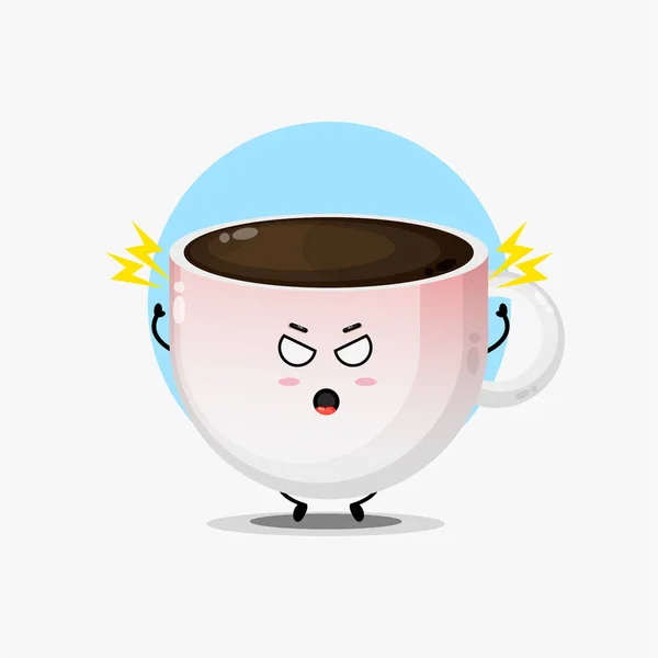 Cute Coffee Character Angry — Stock Vector