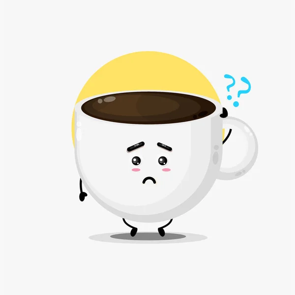 Illustration Cute Coffee Character Being Confused — Stock Vector