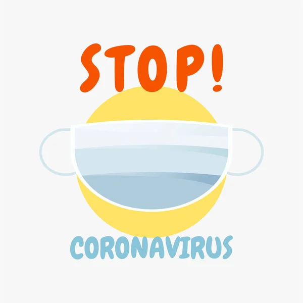 Hentikan Virus Corona Dengan Topeng Medis - Stok Vektor