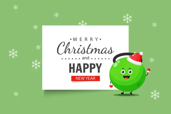 Bonito Fitness Kettlebell Personagem Deseja Lhe Feliz Natal — Vetor de Stock