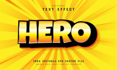 Kahraman metin efekti, çizgi film stili tasarımı