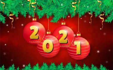 Gerçekçi Noel süsleriyle Mutlu Noeller ve yeni yıl arkaplanı