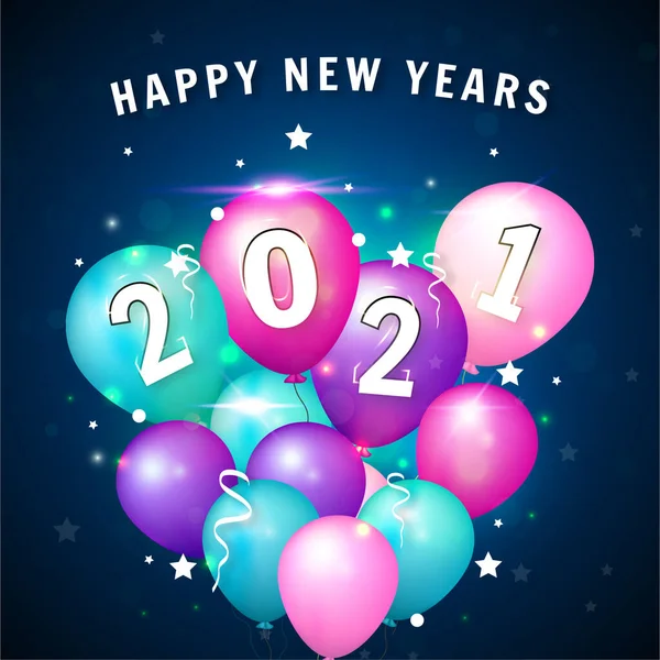 Gelukkig Nieuwjaar 2021 Ballon Decoratie — Stockvector