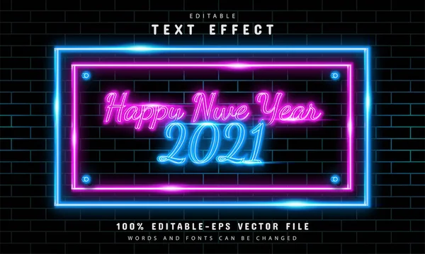Happy New Year Sign Editable Text Effects — Stock Vector