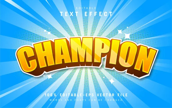 Champion Text Effect Cartoon Style — Stock Vector