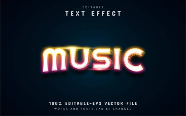 Müzik metni, renkli neon metin efekti