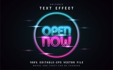 Şimdi aç, neon tarzı metin efekti