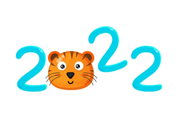 Söt Tigerkaraktär Som Firar Nyår 2022 — Stock vektor