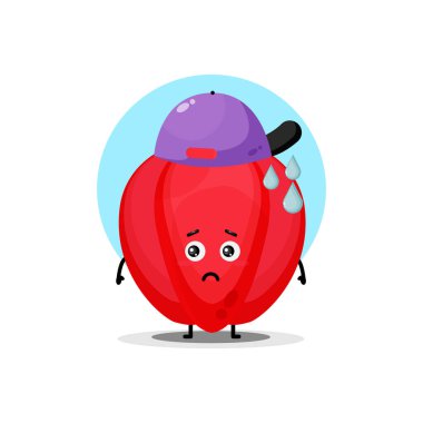 Şapka takan sevimli biber karakteri.