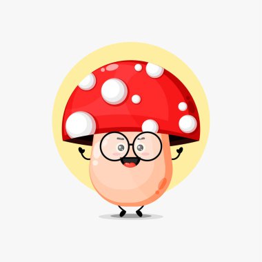 Gözlük takan sevimli mantar karakteri.