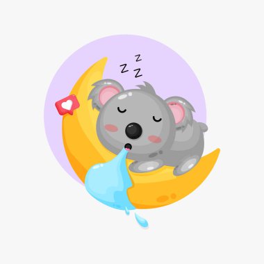 Hilal ay 'da uyuyan sevimli koalayı tasviri.