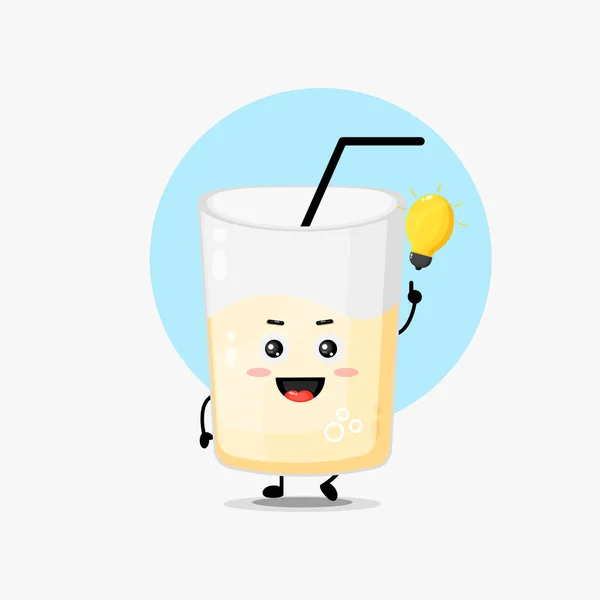 Lindo Personaje Jugo Con Idea Bombilla — Vector de stock