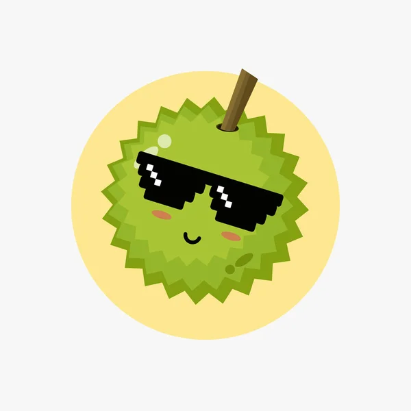 Piksel Gözlük Takan Sevimli Durian — Stok Vektör