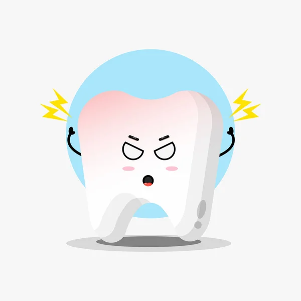Niedliche Zahn Charakter Ist Wütend — Stockvektor
