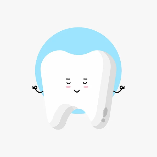 Illustration Von Niedlichen Zahn Charakter Meditieren — Stockvektor
