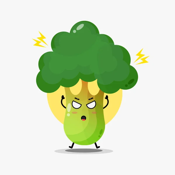 Şirin Brokoli Karakteri Kızgın — Stok Vektör