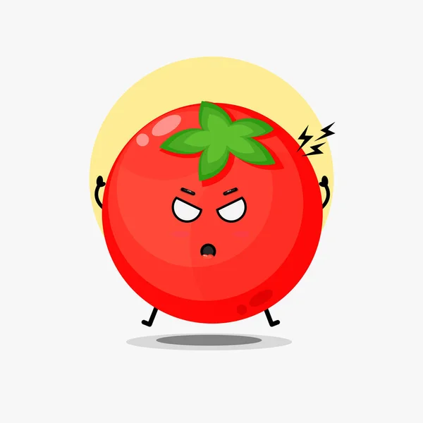 Cute Charakter Pomidor Jest Zły — Wektor stockowy