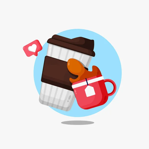 Coffee Tea Cartoon Icon Illustration Design — Stock Vector